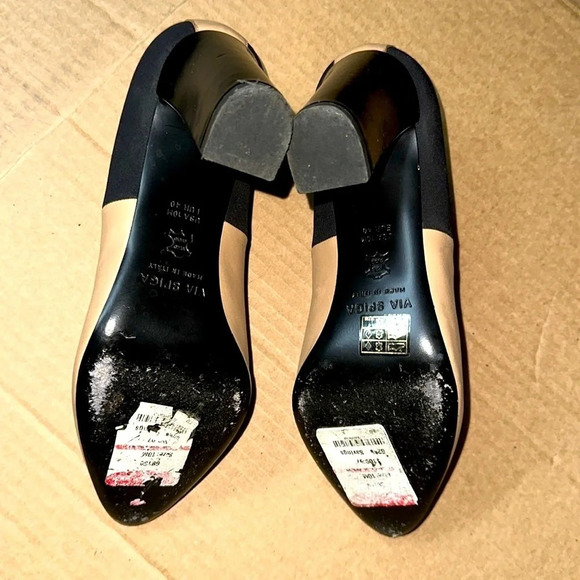 Via Spiga Women's Black Cream 4” Bootie Shoes Size 10 From Nordstrom - Picture 5 of 5